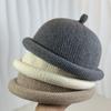 Solid Color Knitted Hat with Short Brim Bucket Hat Fashion Skull Cap Winter