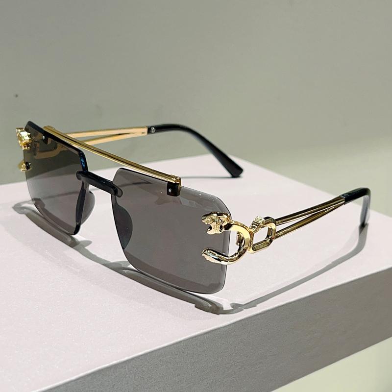 Квадратные солнцезащитные очки без оправы Мужские Модные Винтажные Двойная переносица Оттенки Женские Трендовые Дизайн Роскошного бренда Градиентные Солнцезащитные очки