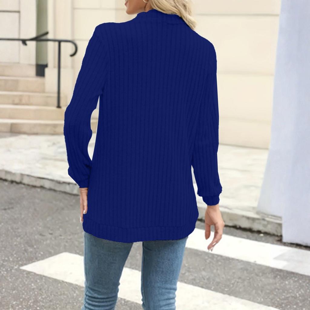 Women Ladies Solid Color Long Sleeve Length Cardigan Sweater Coat Top