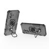 For iPhone 16 Phone Case WANLONFENG PC TPU Back Cover Kickstand with Tempered Glass