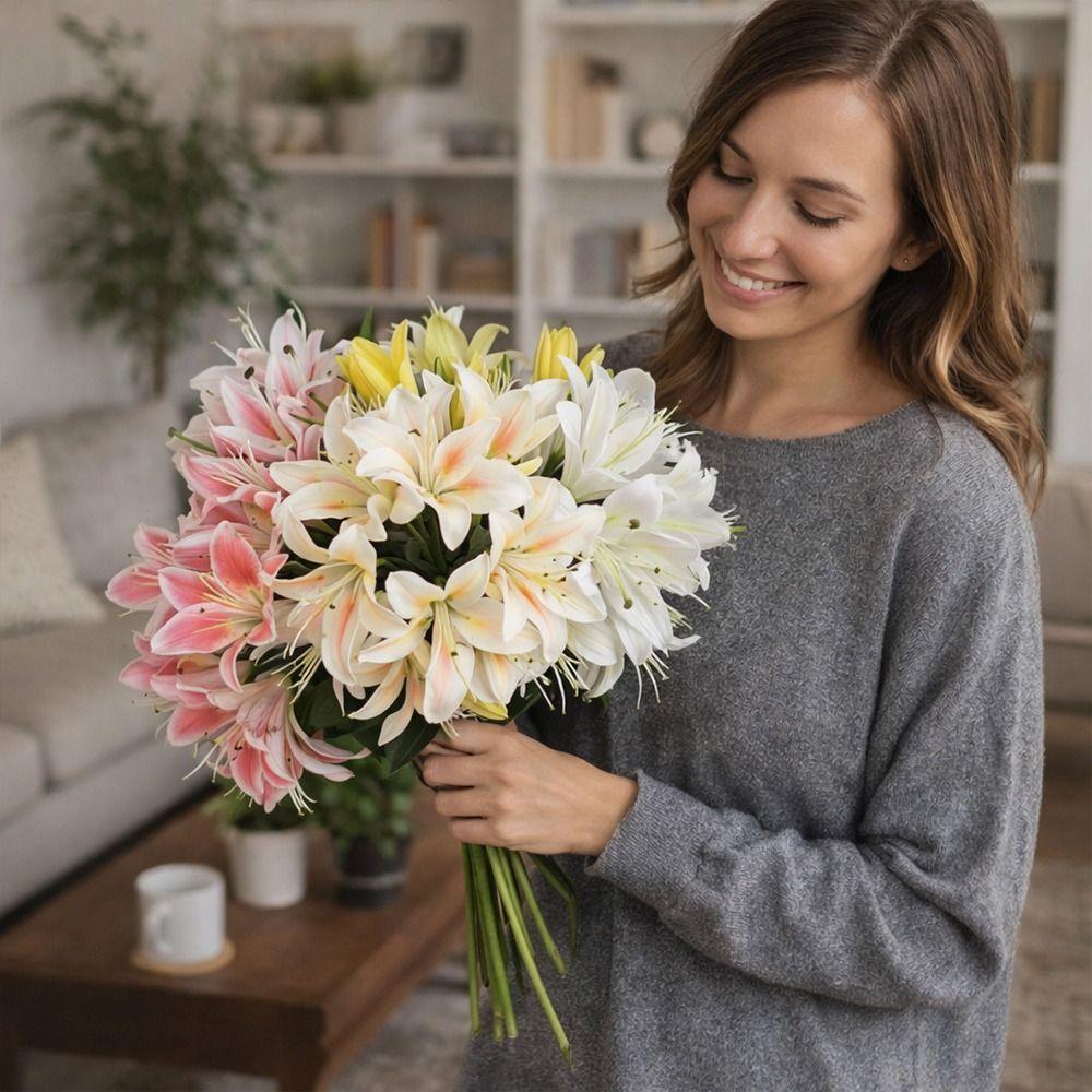 Floral Arrangement Fake Flowers 18 Heads Flower Bouquet Wedding Bouquet Photography Props