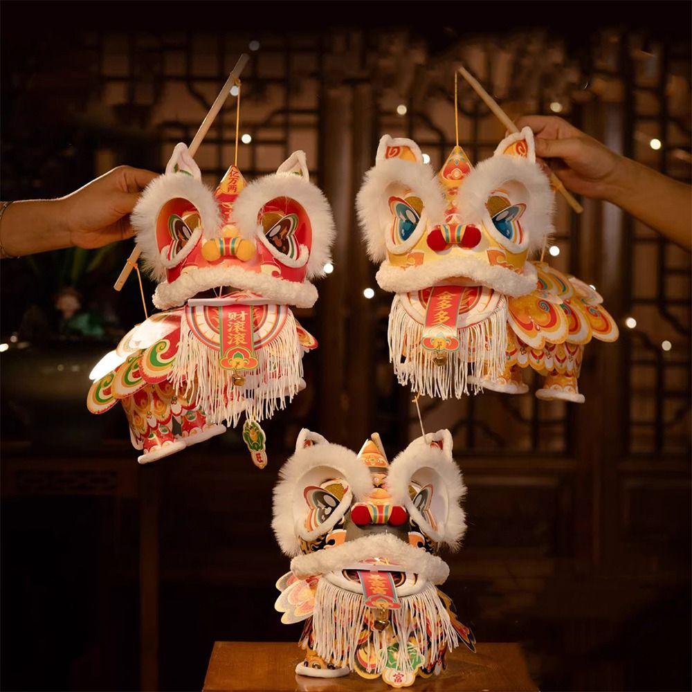 2026 Новый год Танец Льва Фонарь Древний DIY Набор Материалов Новый Год Фонарь Водонепроницаемый с Кисточкой Светящийся Фонарь