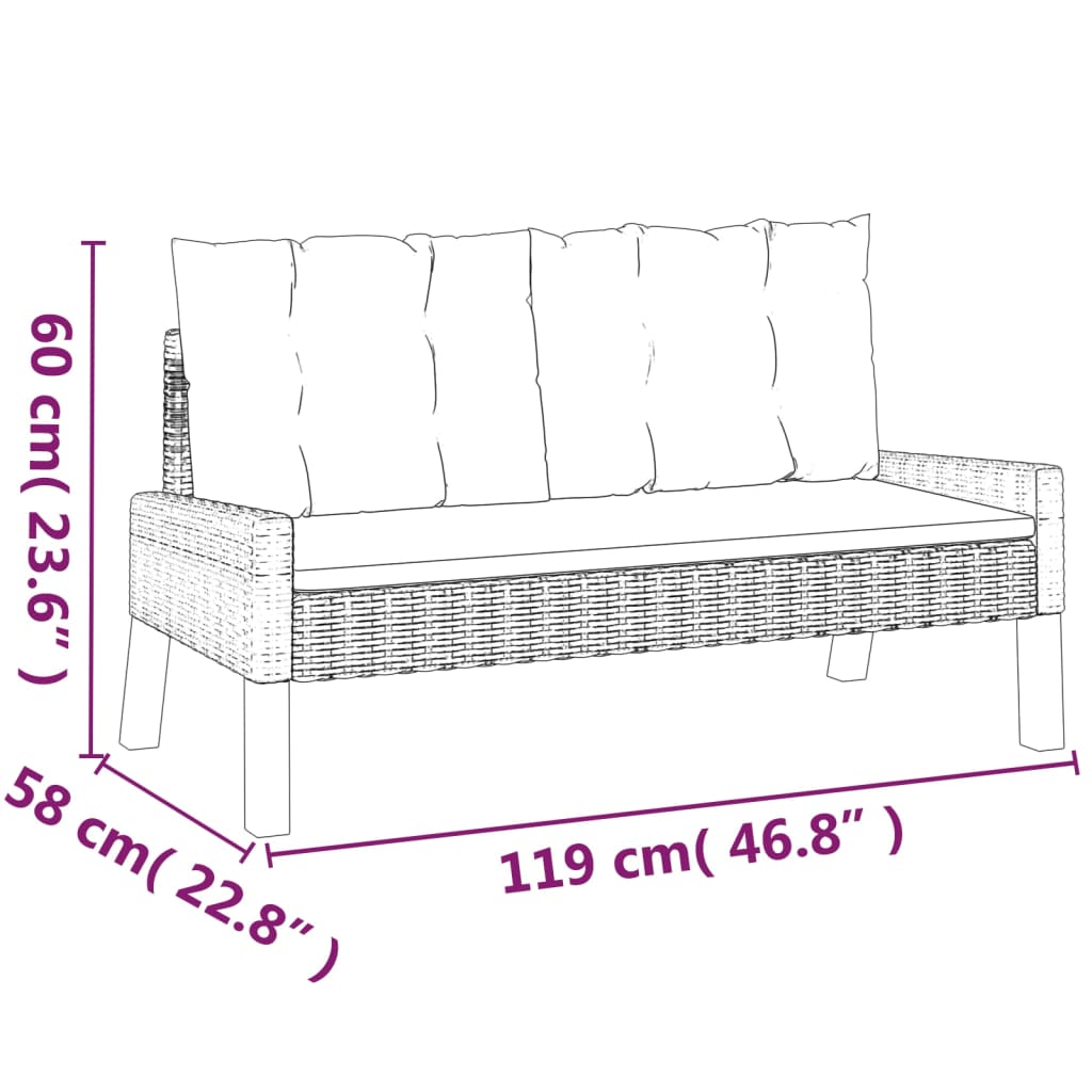 4 piece garden lounge set with cushions poly rattan & solid wood