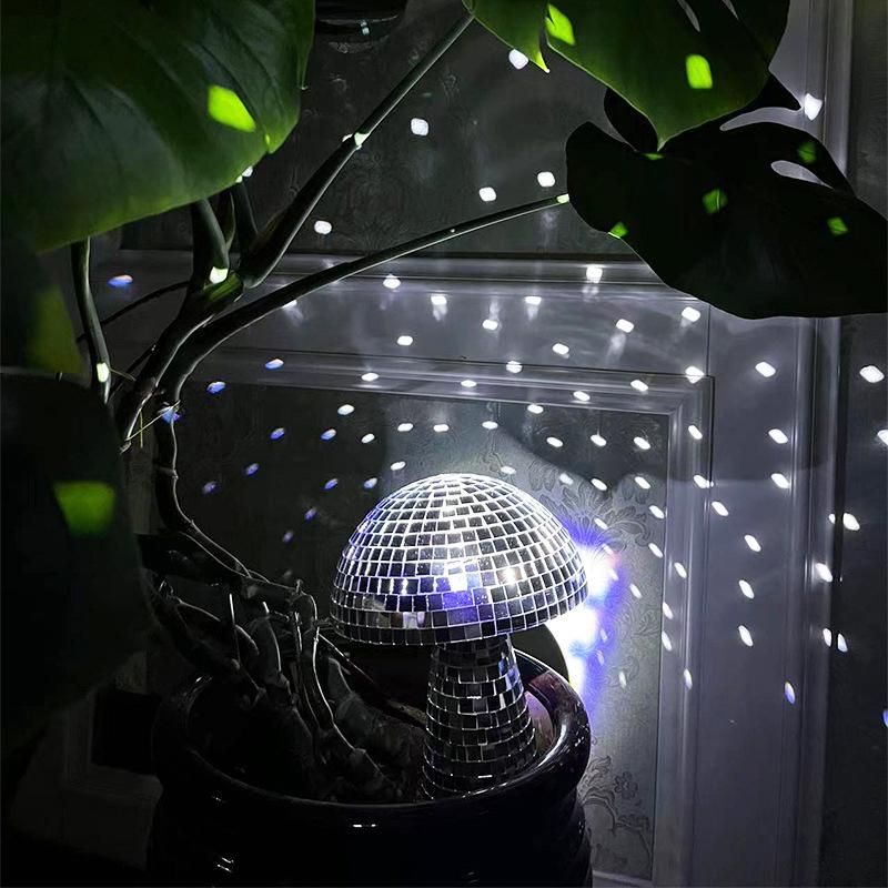 Silver 10*10Cm Mushroom Disco Ball Mirror Reflective Mushroom Ornament Girlfriend Gift
