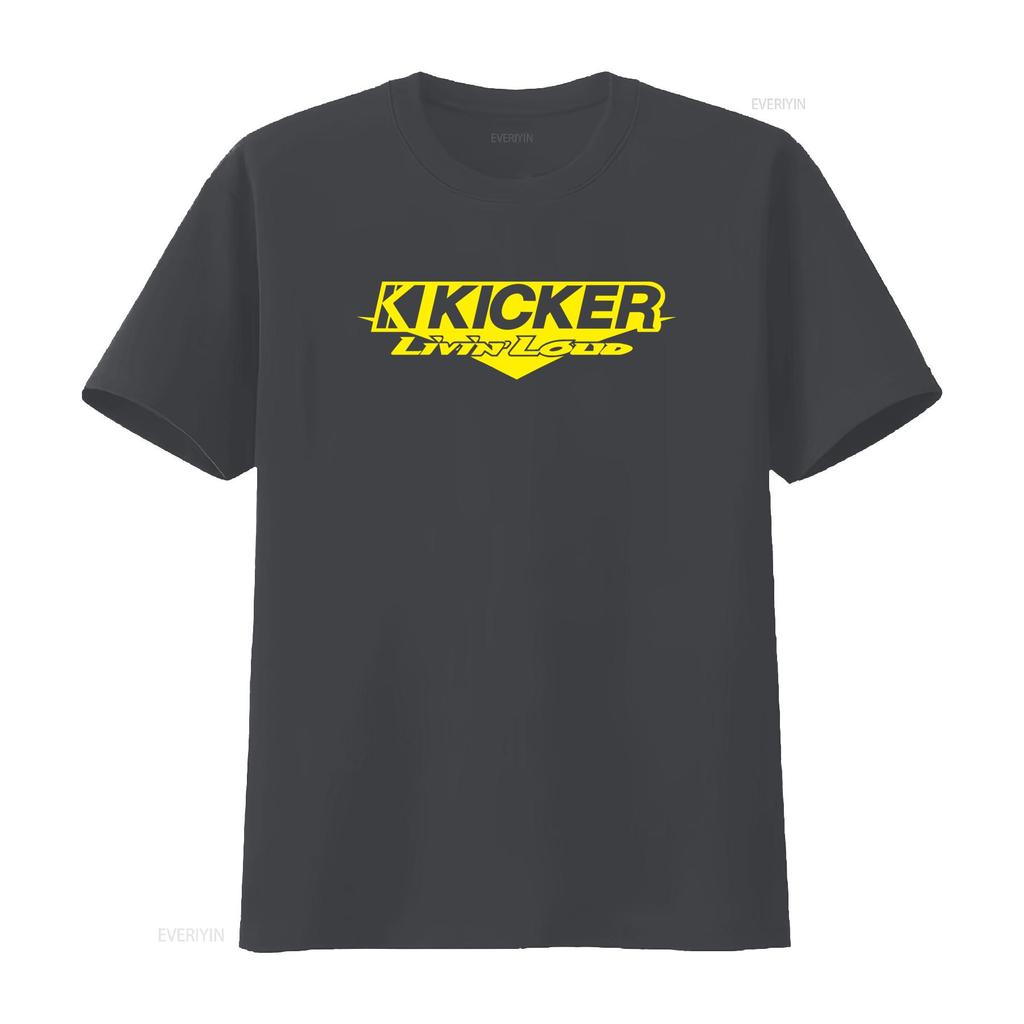 Футболка с логотипом Kicker Livin Loud Audio Идеально для автолюбителей Особенности Динамики Усилители Сабвуферы Дизайн винтажный Стирка