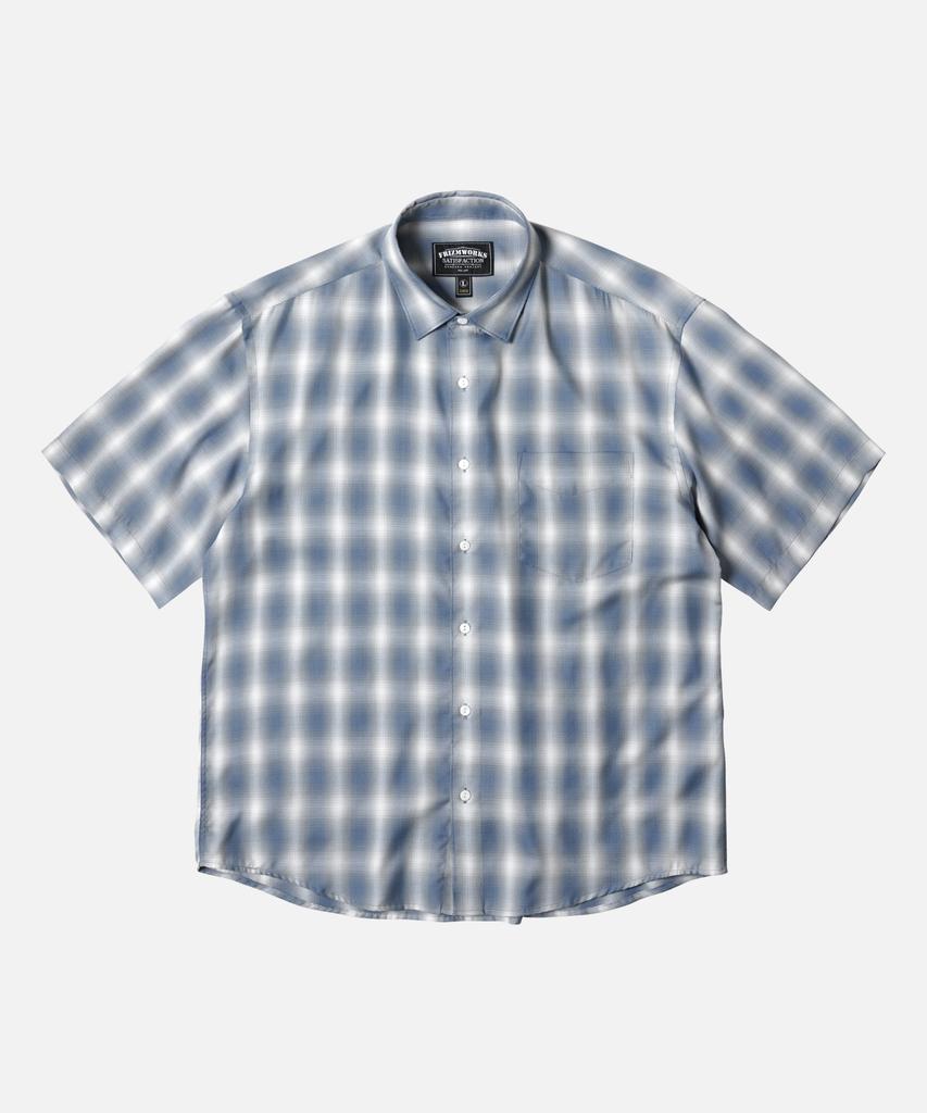 FRIZMWORKS Ombre Check Relaxed Half Shirt _ Blue