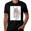 Dressage Horse Portrait From The Side Tshirt Casual Minimalist Short Sleeve Top Tshirt