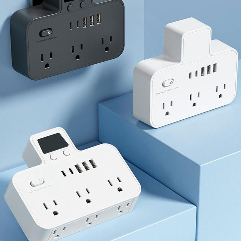 Удлинитель с несколькими розетками, два порта USB-C, усовершенствованная система зарядки, защита от перенапряжения, легко переносить для международных поездок