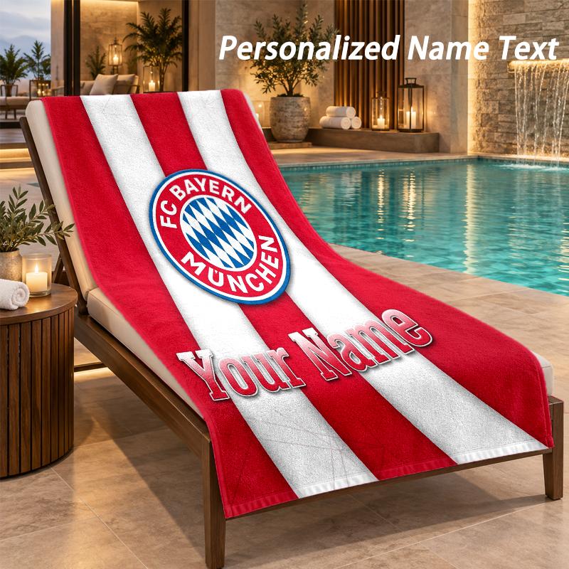 Custom Text Bayern Munich Print Beach Towel Large Towel For Home Bathroom Beach