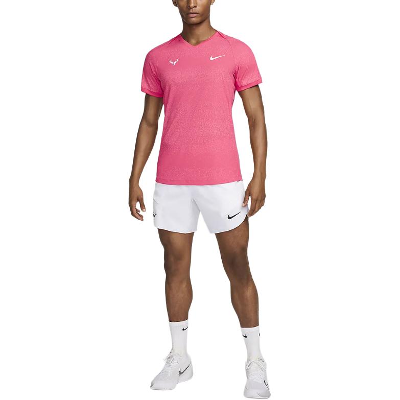 Nike Мужская футболка с логотипом Dri-Fit, пуловер, V-образный вырез, короткий рукав, топ, розовая FD5409-629
