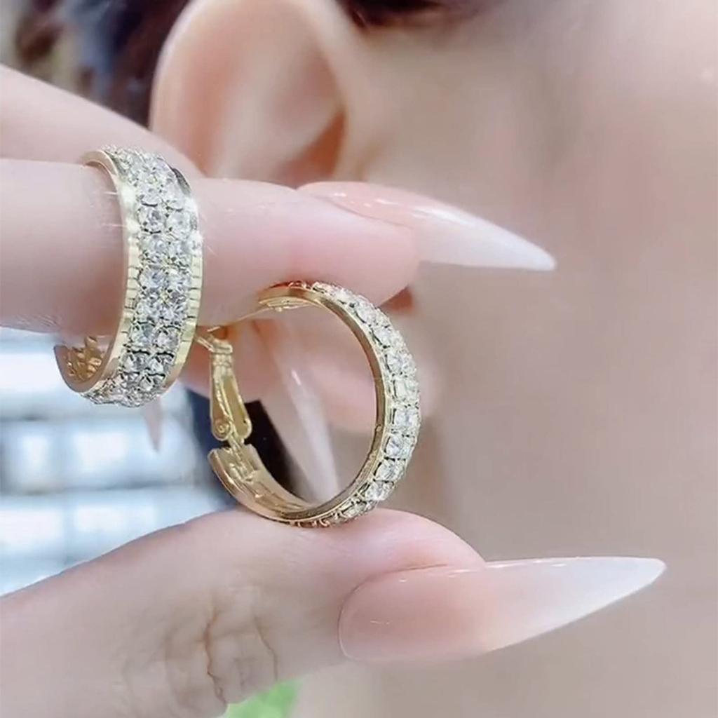 Женские серьги-кольца с бриллиантами, блестящие круглые синтетические серьги с бриллиантами, подарок