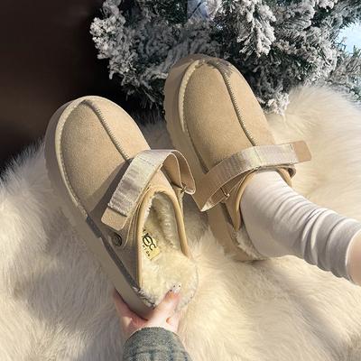 Женские двухсторонние мягкие подошвы большого размера утолщенные зимние теплые меховые на одной подкладке ботильоны нескользящие хлопковые меховые тапочки с закрытым носком