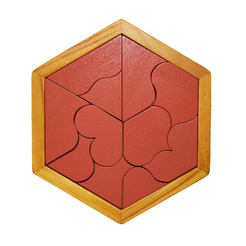 Шестиугольная головоломка Танграм - деревянные головоломки - геометрические формы развивающие игры для малышей, семейная портативная игра-головоломка
