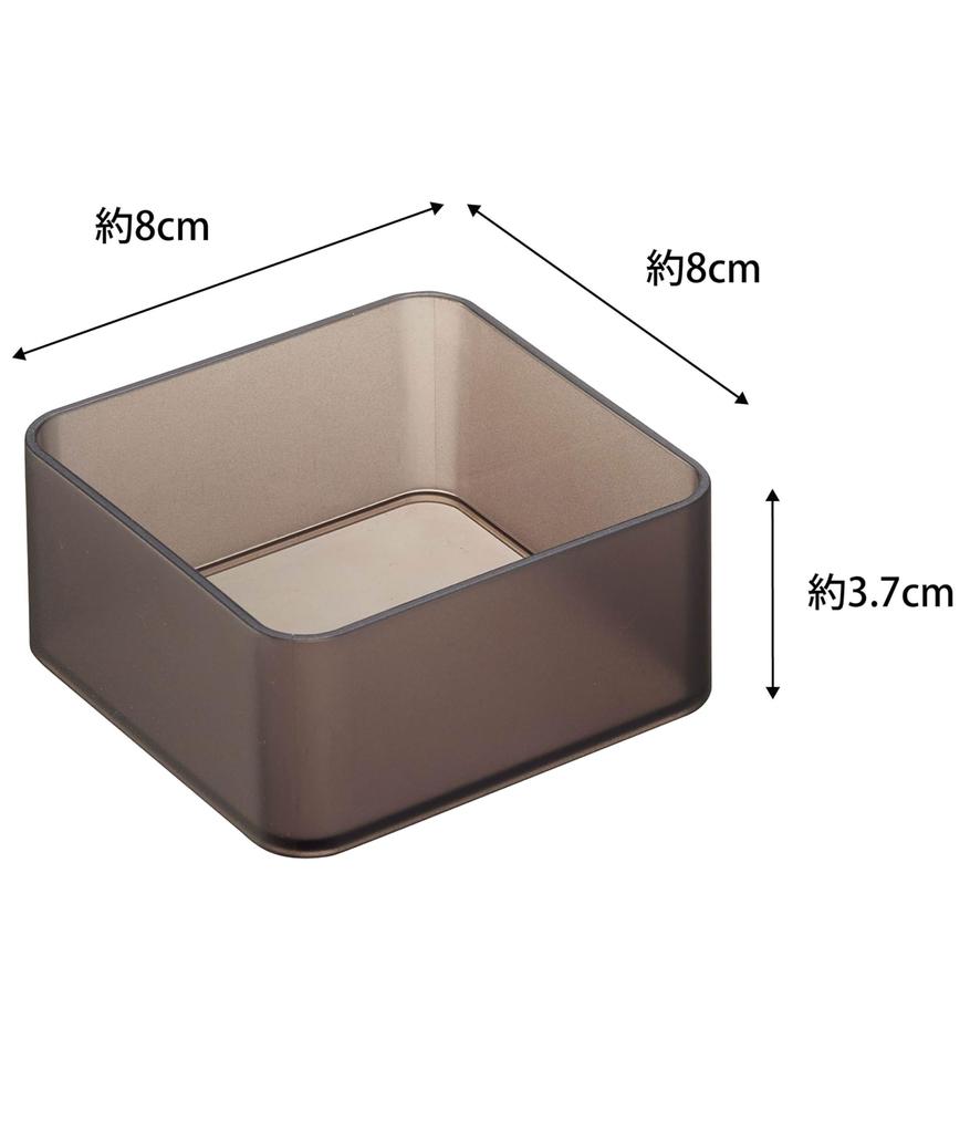Yamazaki Jitsugyo 3641 Clear Bottom Stackable Drawer Organizing Storage Case S Set of 2 Black Approx. W8 x D8 x H3.7cm Tower Cutlery Storage Desk