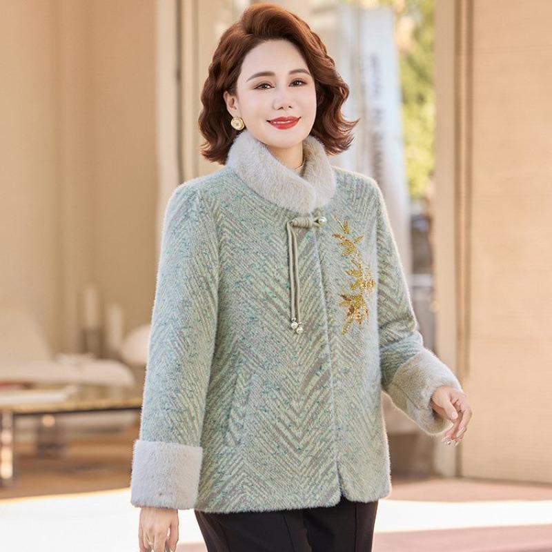 Зимняя норковая шуба для молодой мамы, благородная женская одежда, средней и пожилой возраст, бархатное утолщенное пальто для женщин