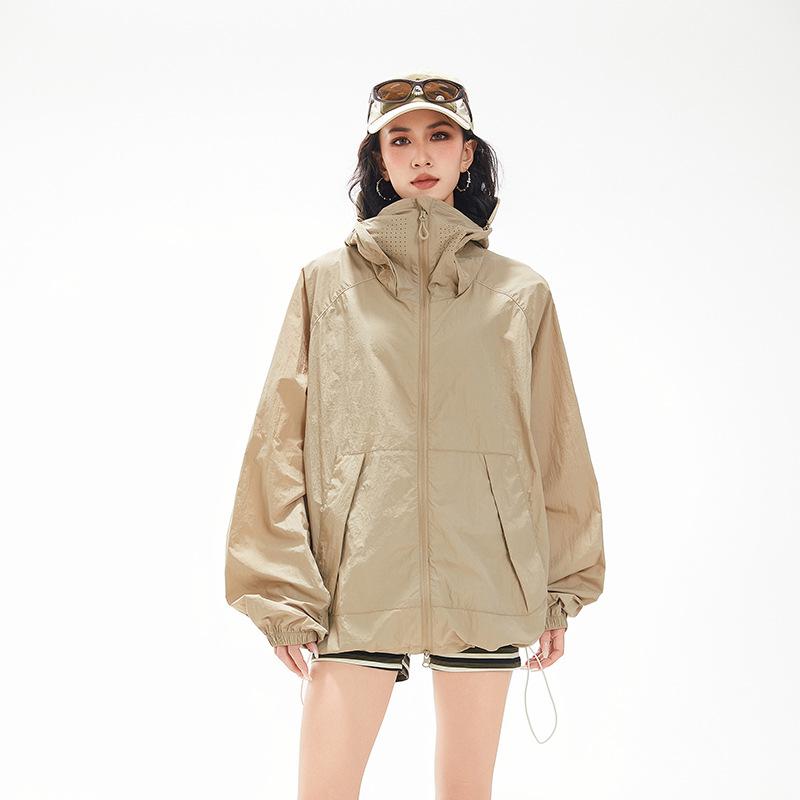 1011 Summer Ice Silk Cool Skin Clothing Couple Hooded Socket Drawstring Sunscreen Clothing Outdoor Leisure Sports Jacket