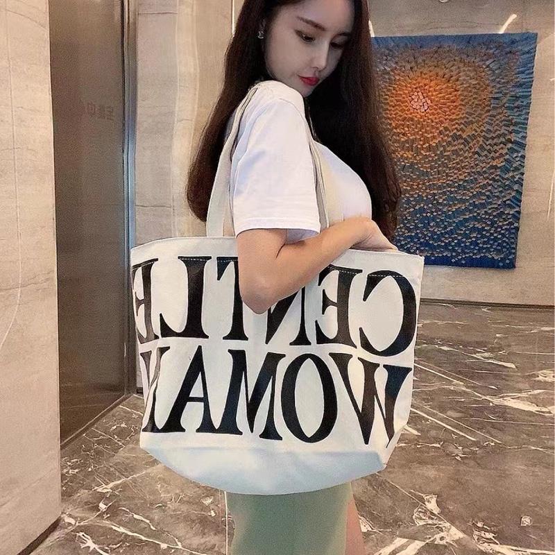 IELGY INS Trend Bag Large-capacity One-shoulder Portable Letter Canvas Shopping Bag