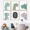 Nordic Lovely Nursery Cartoon Art Canvas Painting Alphabet Animals Dinosaur Posters Picture Nursery Kids Room Wall Home Decor