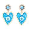 Pinkdudu New Fashion Blue Heart Devil's Eye Drop Earrings Exaggerated Creative Red Green Earring for Women Jewelry PD1244