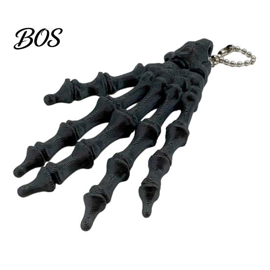 Cool Skeleton Hand Accessory Keychain, with Hanging Chain 3D Printed Ornament, Movable Gothic Ornament Joint Design Skull Palm Stress Relief