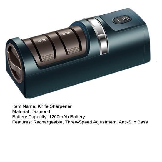 Электрическая точилка для ножей Быстрая заточка Полировка Двусторонняя точилка для ножей Противоскользящая основа Регулировка трех скоростей Бытовая