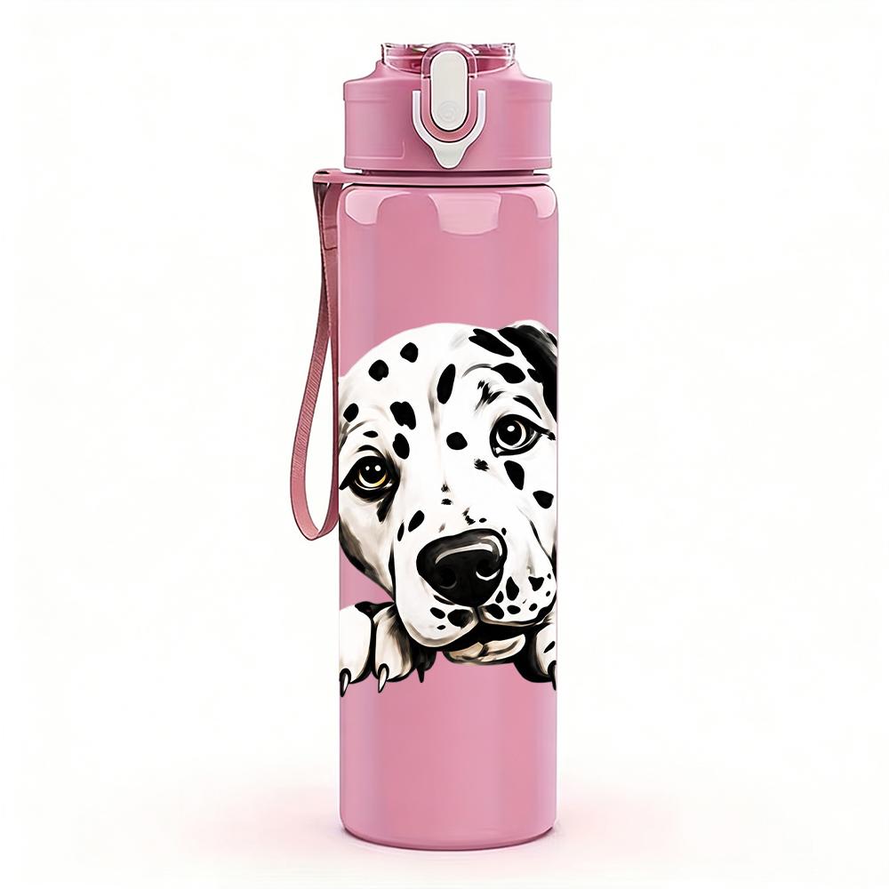 1PC Dalmatian Dog Portrait Graphic,750ml Color Plastic Sports Water Bottle,Leakproof Flip Straw Lid,Suitable for Sports Office Home Use