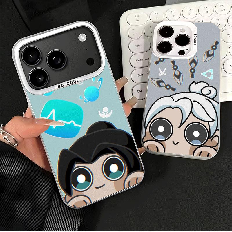 Милый мультяшный мягкий чехол для телефона V-Valorant для iPhone 15 16 17 Pro Max 17Air 16E 14 Plus 13 12 Mini Ударопрочный чехол Задняя крышка
