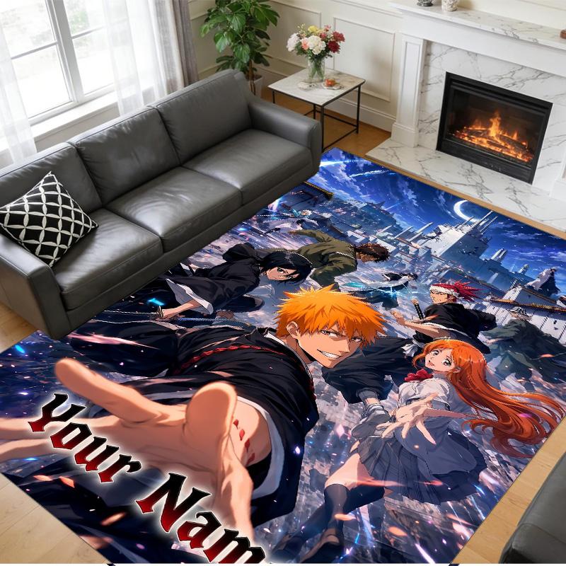 Crystal Velvet Rug Custom Name Text, Soft Non Slip Floor Mat Home DecorBleach anime