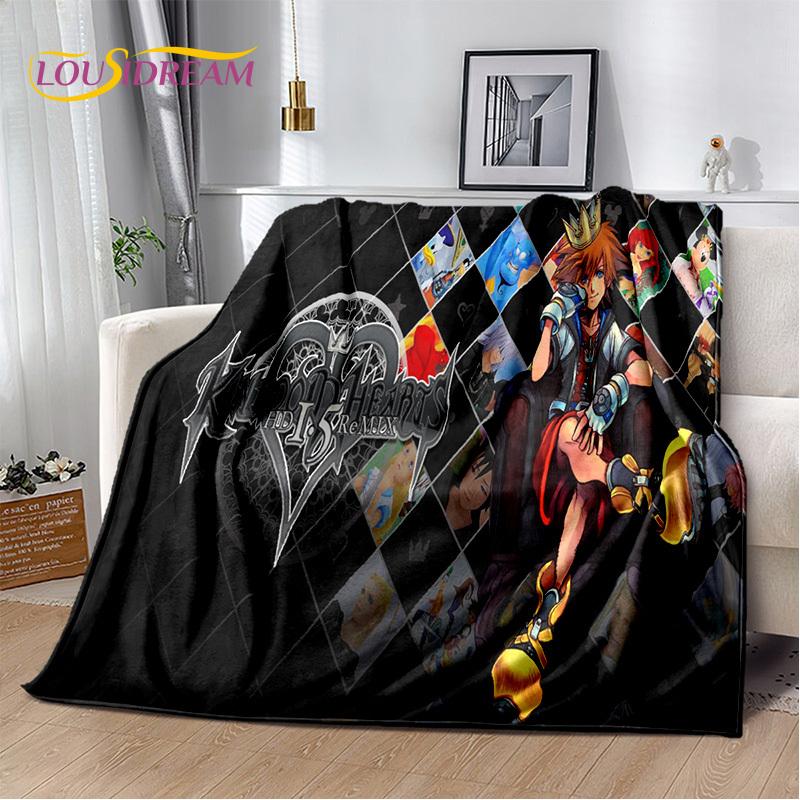 Cartoon Kingdom Hearts Games 3D Soft Flannel Blanket for Beds Bedroom Sofa Picnic,Throw Blanket for Cover Outdoors Leisure Gift