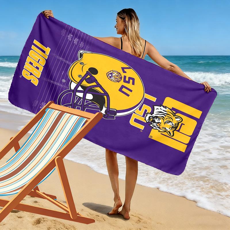 Пляжное полотенце с принтом LSU Tigers, Большое, Мягкое, Быстросохнущее, для Пляжа, Кемпинга, Плавания