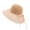 French Elegant Splicing Mesh Straw Hat Women's Summer Sunscreen Sun Hat Big Eaves Show Face Small Holiday Beach Hat Tide