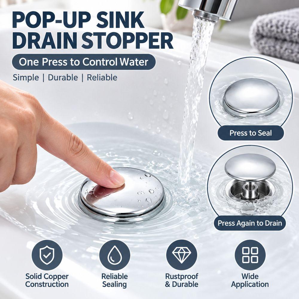 Copper Sink Drain Stopper Pop-up Pop-up Drain Plug New Basin Drain Stopper for Wash Basin