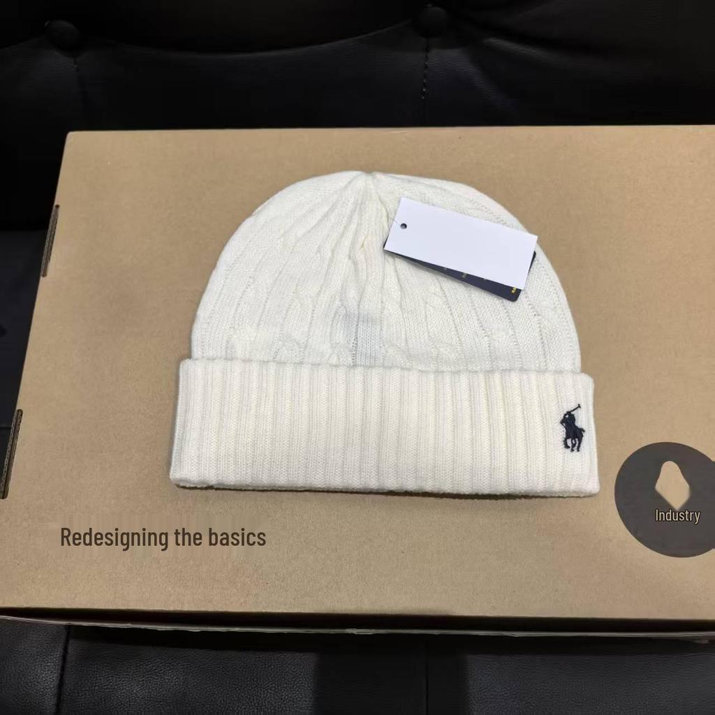 Winter Classic Cable Knit Wool Blend Scarf & Hat Set with Pony Embroidery for Couples