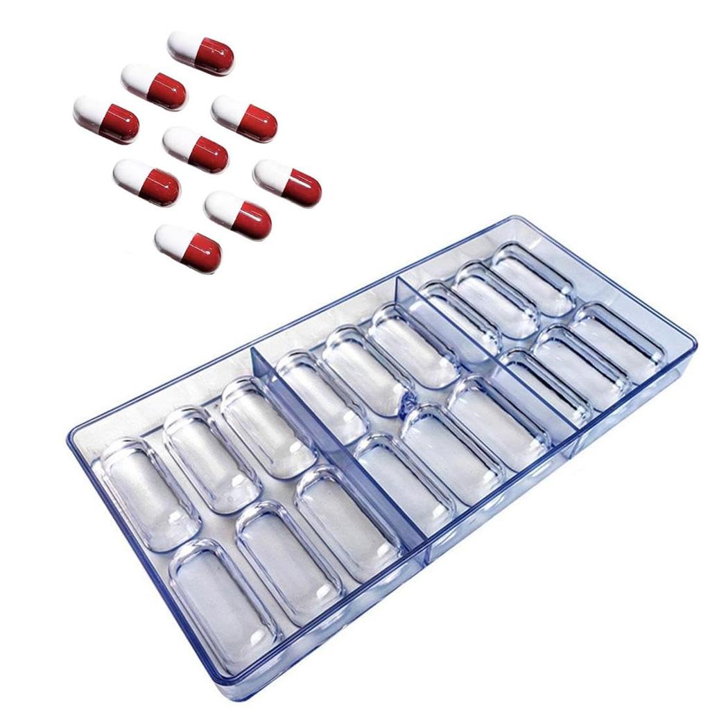 18 Well Oval Pills Shape Candy Mold Transparent Plastic Chocolate Molds Baking Accessories Sugarcraft Molding Tool
