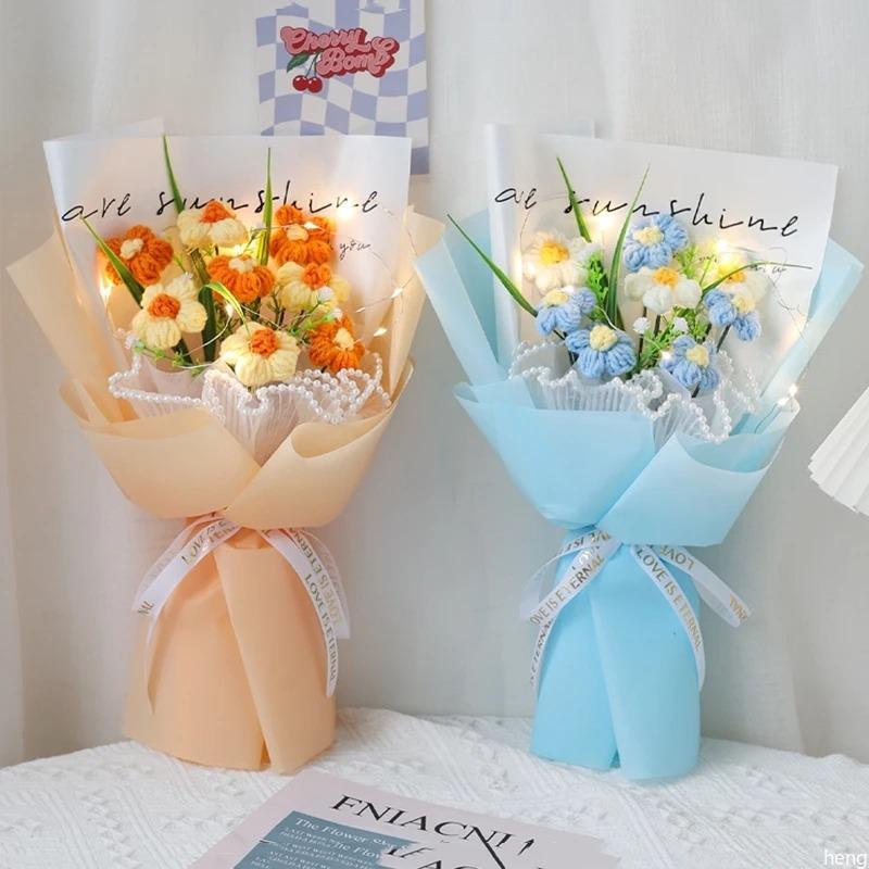 Искусственный цветок Вязаный крючком Букет цветов Вечные цветы Свадебный подарок для гостей Букеты цветов Подарок на день матери