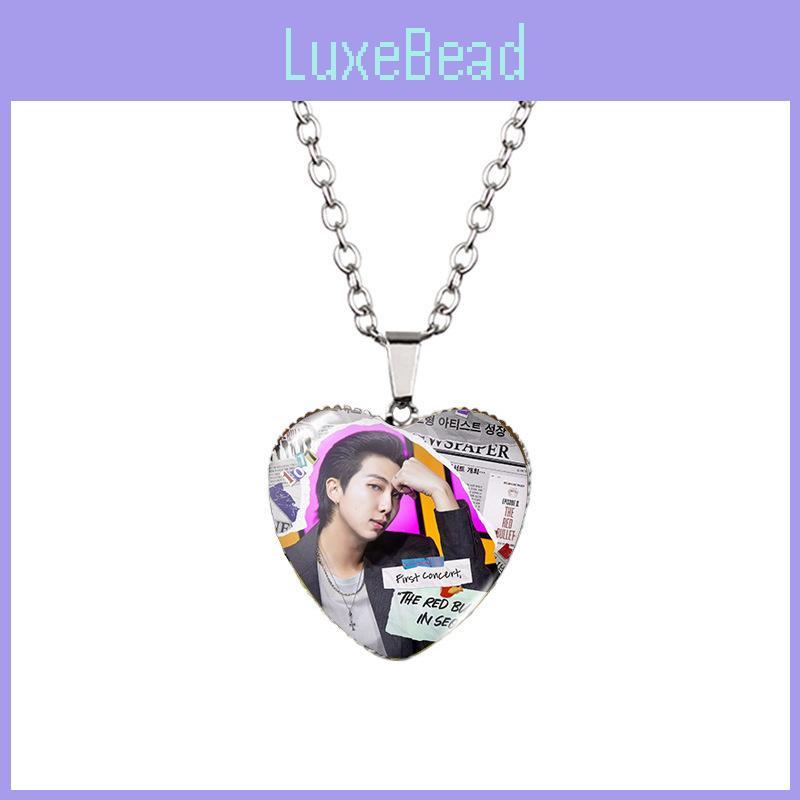 Ожерелье в форме сердца BTS для фанатов, уникальная подвеска из сплава с сверкающими драгоценными камнями