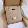 Титановая Сталь Сердце к Сердцу Любовь Минималистичный Печь Настоящее Золото Ожерелье Женская Цепочка на Ключицу Аксессуары