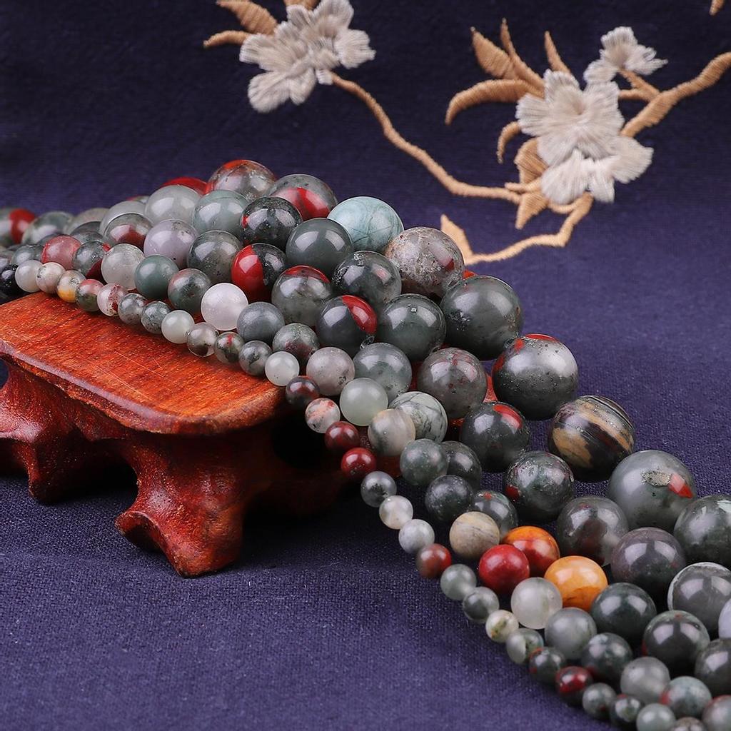 Натуральные африканские бусины из кровавого камня, круглые драгоценные камни, 15 дюймов, нить 4, 6, 8, 10, 12 мм, размер на выбор для изготовления ювелирных изделий