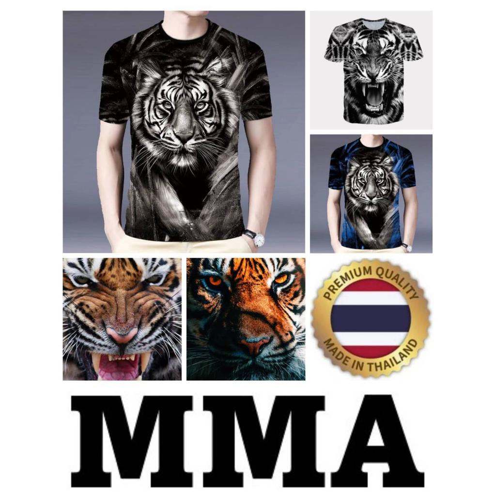 Tiger Muay Thai T-Shirt Kick Boxing 3D Print Vintage Training UV Protect Quick Dry Men Women Unisex Short Sleeve Round Neck MMA Mix Martial Art