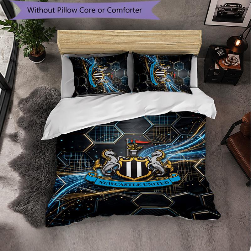 Футбольный комплект постельного белья Newcastle United из 3 предметов Мягкий пододеяльник с наволочками Комплект для декора спальни для дома
