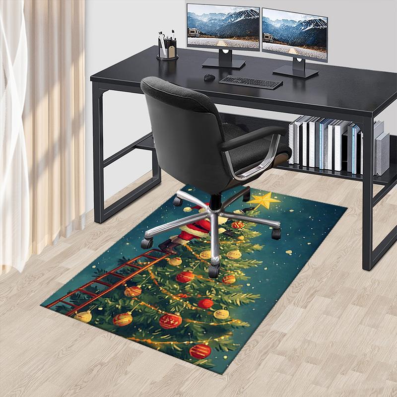 Christmas Santa Claus Chair Mat - Anime Cartoon Design, Non-Slip Carpet for Office, Home Decor, Living Room, Bedroom, Game Room & Dormitory.R066