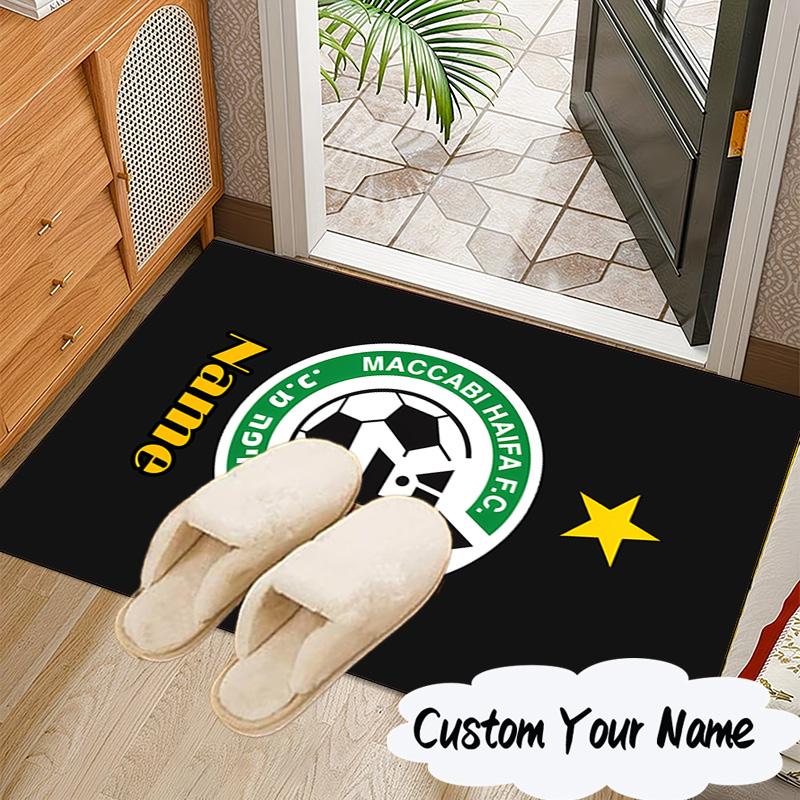 Custom Name Maccabi FC Crest Rug for Living Room, Game Rooms, Office, Bedroom, Floor Mat Playful Design, fan gifts Christmas decor