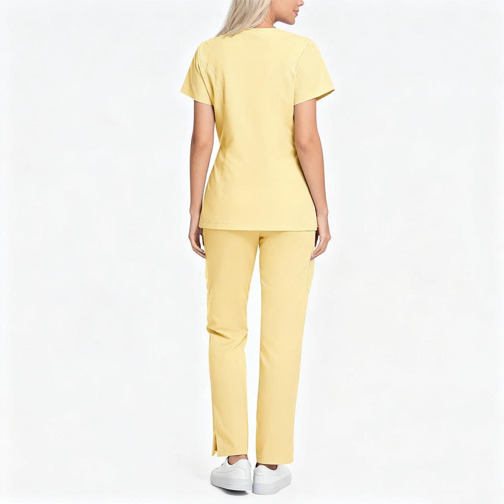 Женский удобный и повседневный однотонный комплект защитного костюма с брюками с коротким рукавом