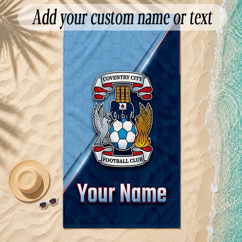 Beach TowelCoventry City FC Custom Name Text Personalized Soft Towel for Beach Pool Indoor Home Decor Gift