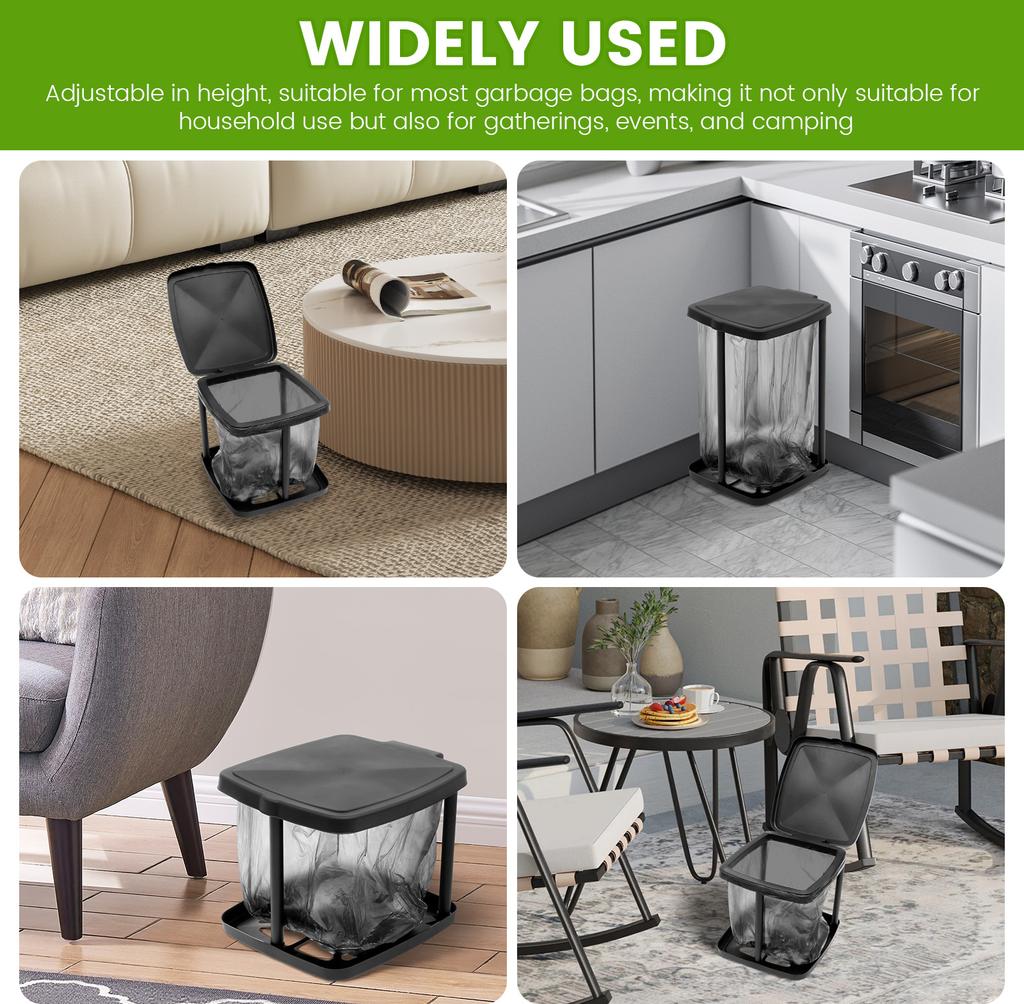 Портативное пластиковое мусорное ведро Складное Регулируемая высота Мусорное ведро для кемпинга с откидной крышкой для дома кухни вечеринки кемпинга на открытом воздухе