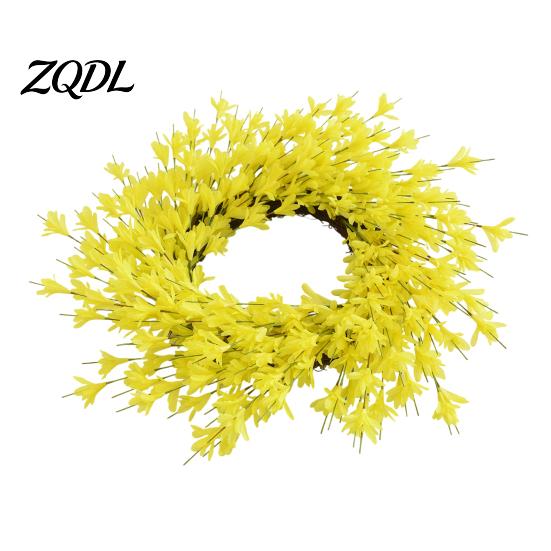 Entryway Seasonal Decor Artificial Fall Fabric Wreath for Front Door, Autumn Harvest Floral Kitchen Wall Flower Wreath, Thanksgiving Halloween