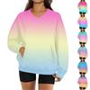 Women's Fashion Gradient Print Long-Sleeved V-Neck Sweatshirt
