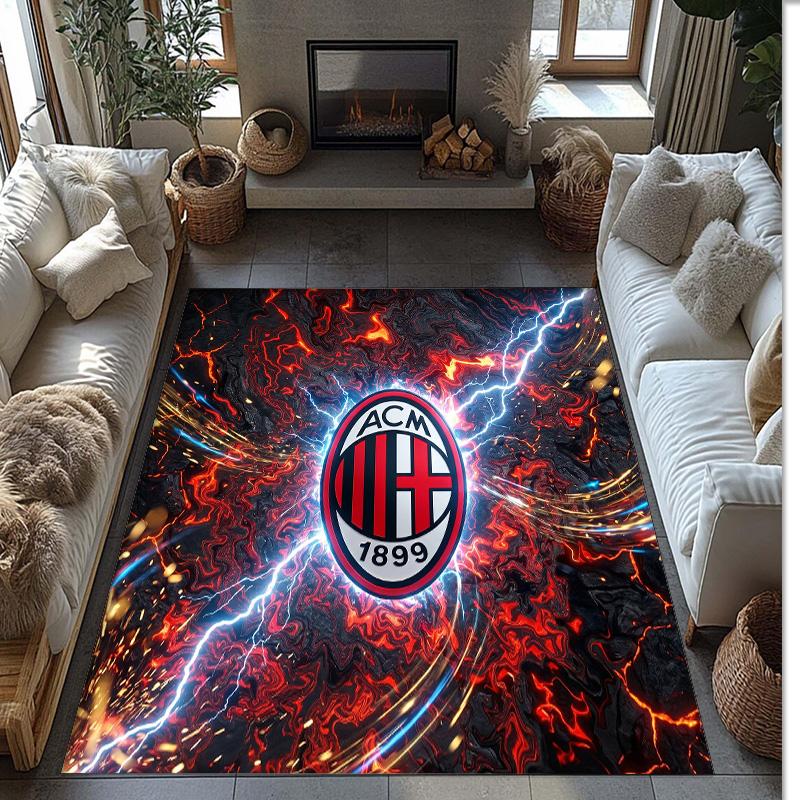 Фланелевый ковер с принтом AC Milan, нескользящий, мягкий, из полиэстера, для пола, декоративный коврик для спальни, гостиной, дивана, игровой комнаты, домашний декор