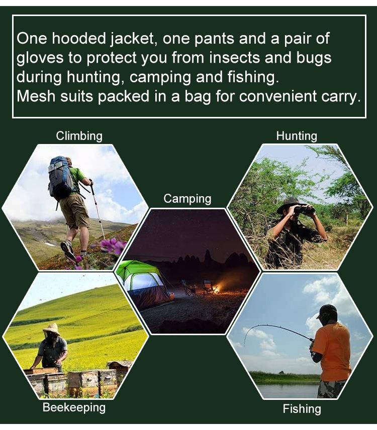 Уличная трехсекционная сетчатая куртка с защитой от комаров, приключения в джунглях, дикая рыбалка, защита от укусов комаров, куртка, перчатки, брюки