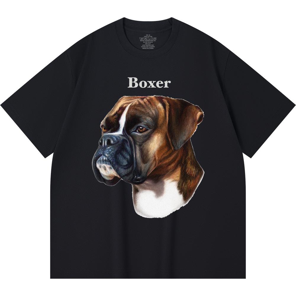 Футболка из 100% хлопка плотностью 230 г/м2, боксеры с принтом, забавная футболка из чесаного хлопка в стиле Харадзюку